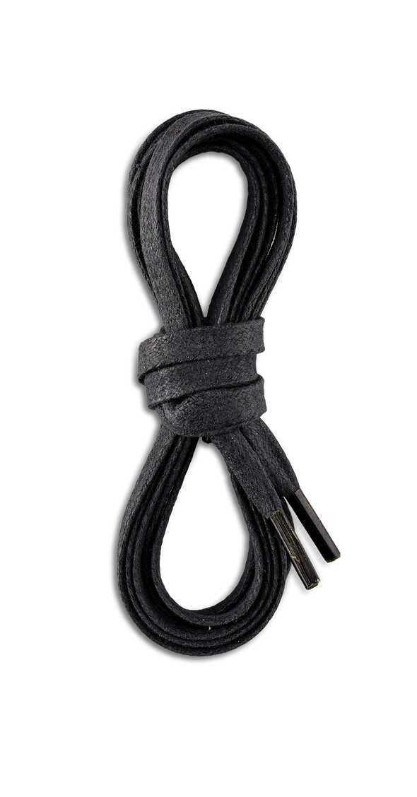 93007 Black Flat Waxed Laces 60 Inch-152cm