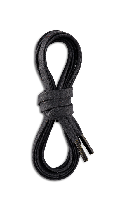 97155 Black Flat Waxed Laces 48 Inch-122cm