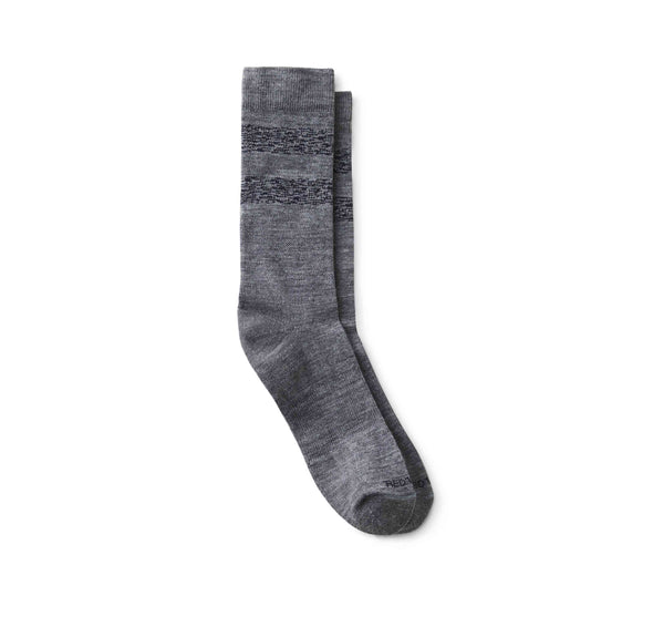 97677 Wool Blend Striped Crew Sock Gray/Navy