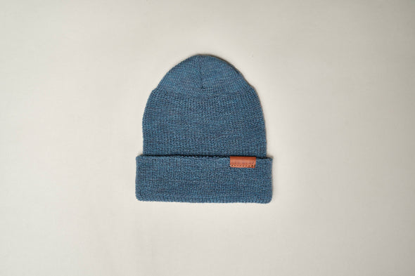 97494 Merino Wool Knit Hat Blue Heather